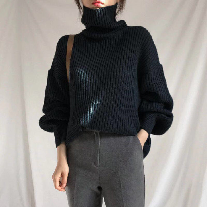BNOIR | Luxe Pull à col roulé et à manches ballon