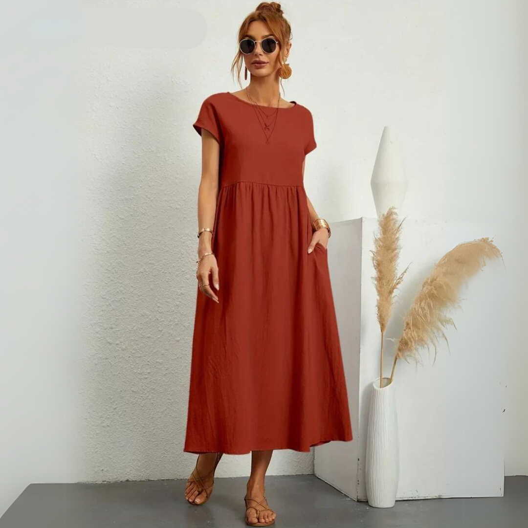 Isla | Robe Midi Décontractée 100% Coton Pur