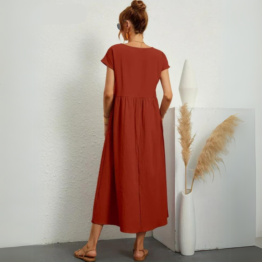 Isla | Robe Midi Décontractée 100% Coton Pur