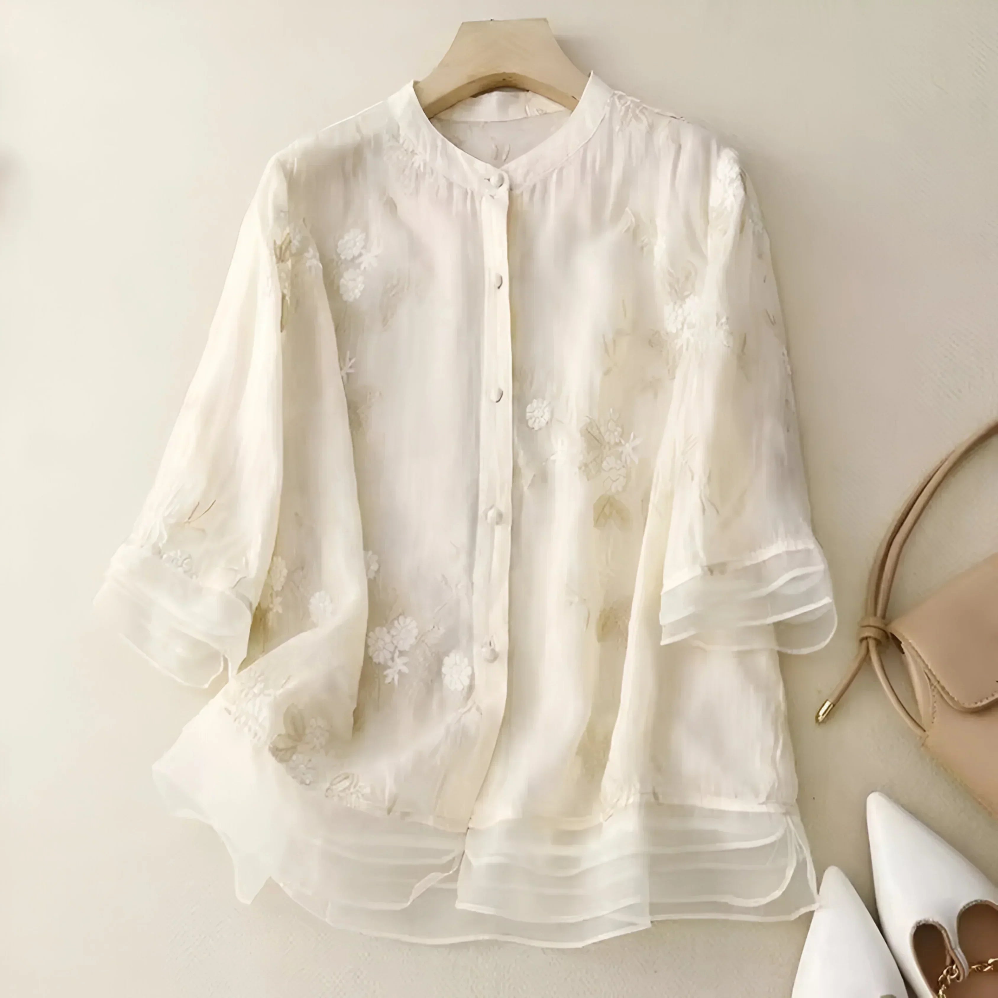 Emily | top en coton avec fleurs brodées