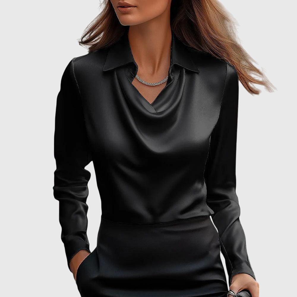 Liana | Blouse col V satinée