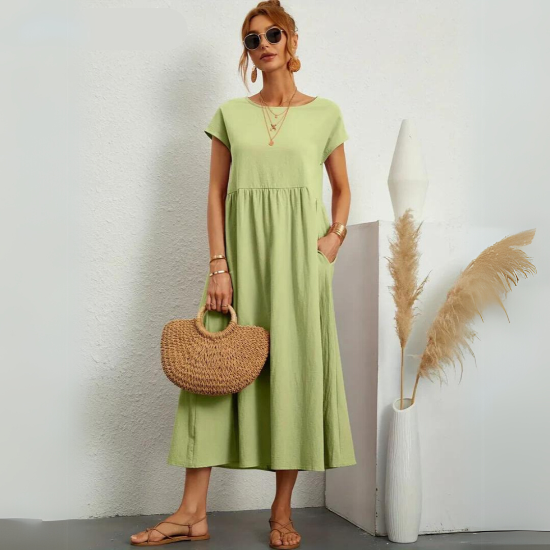 Isla | Robe Midi Décontractée 100% Coton Pur