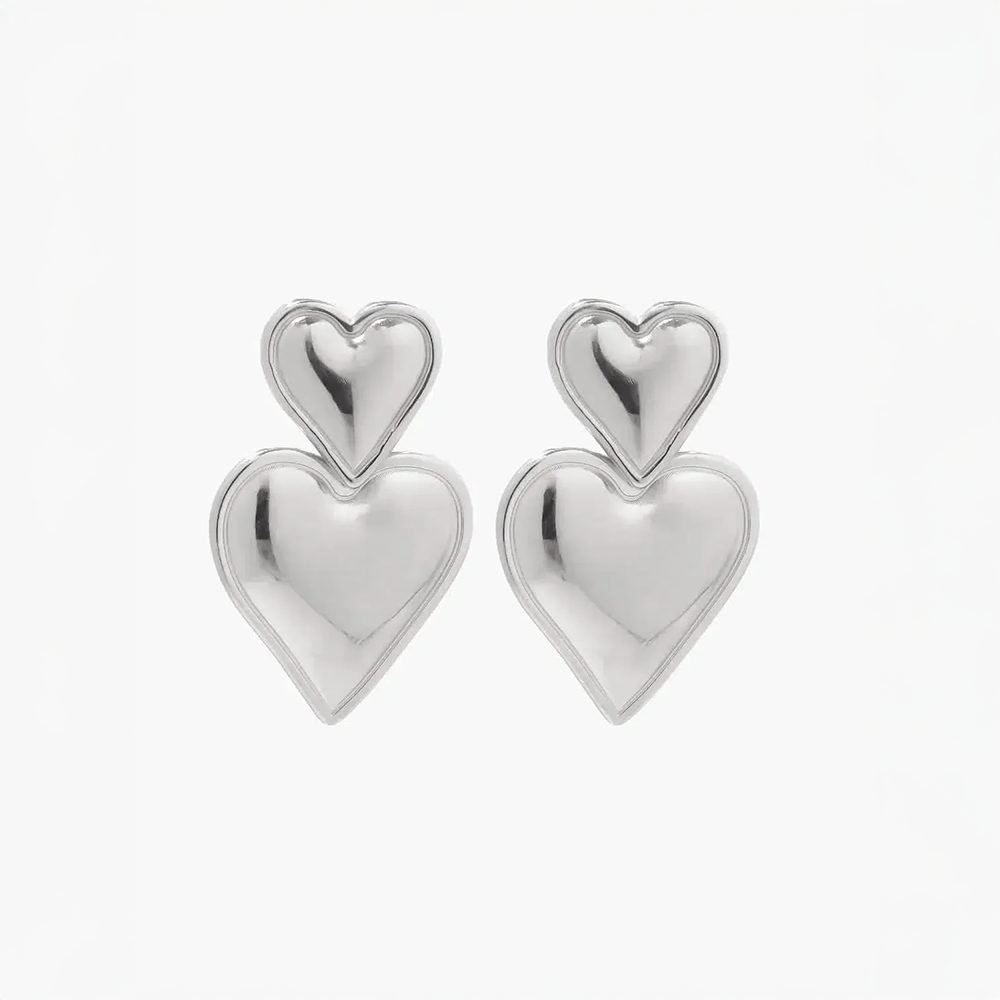 Pasélia | Boucles d’oreilles double cœur au style romantique