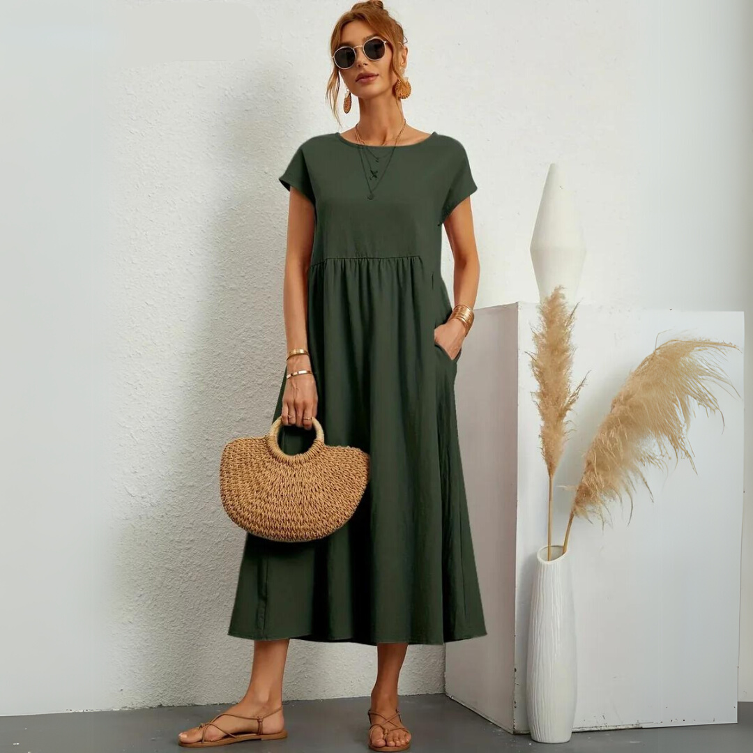 Isla | Robe Midi Décontractée 100% Coton Pur