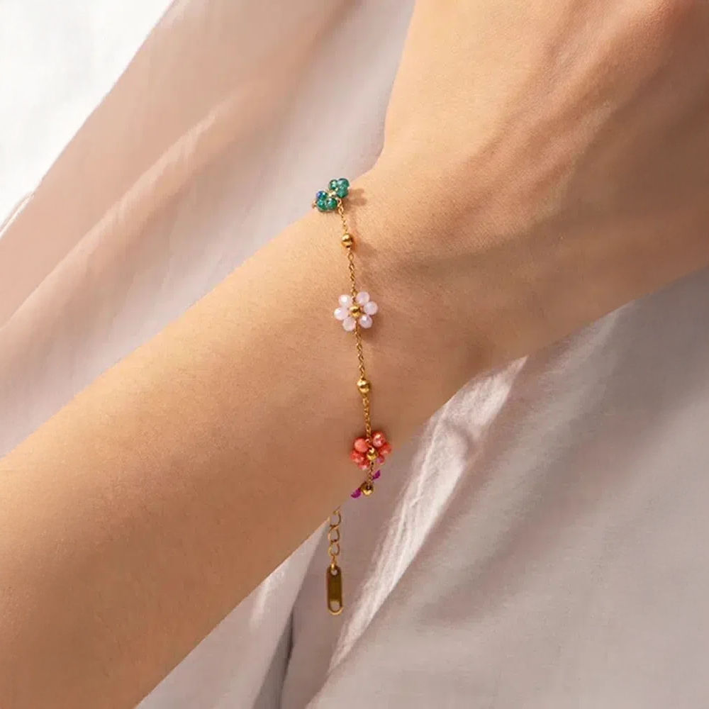 Floréna | Bracelet charm fleuri et fait main