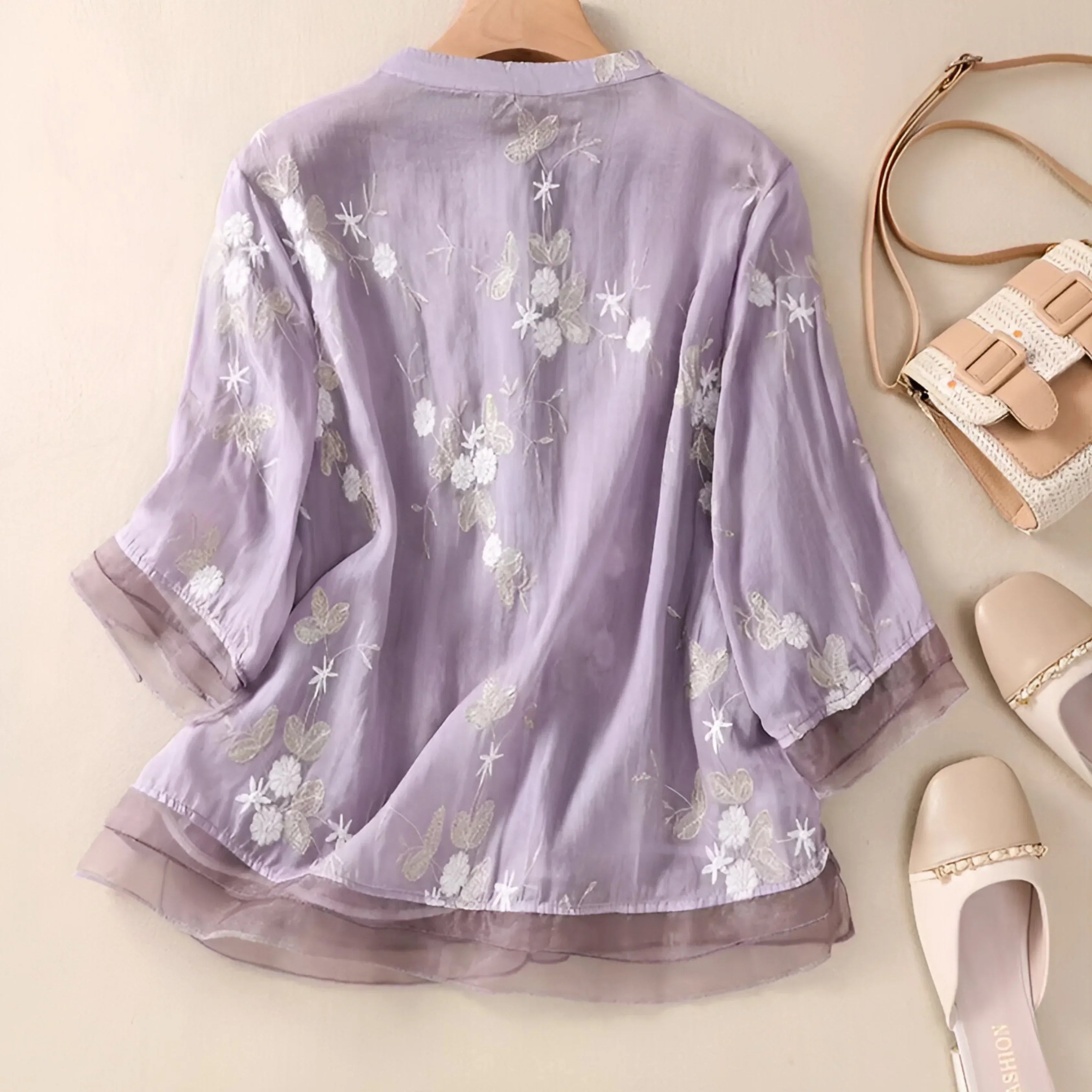 Emily | top en coton avec fleurs brodées