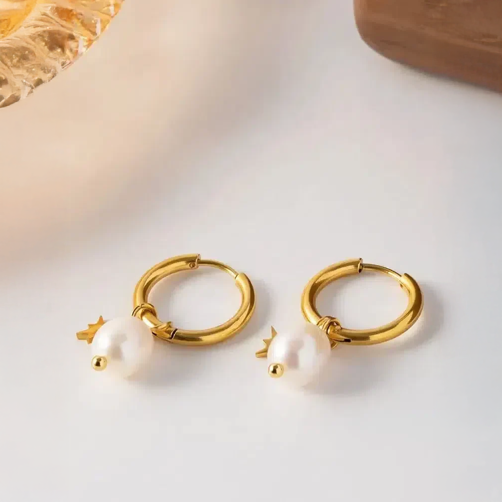 Palméra | Boucles d’oreilles étoile et perles d’eau douce
