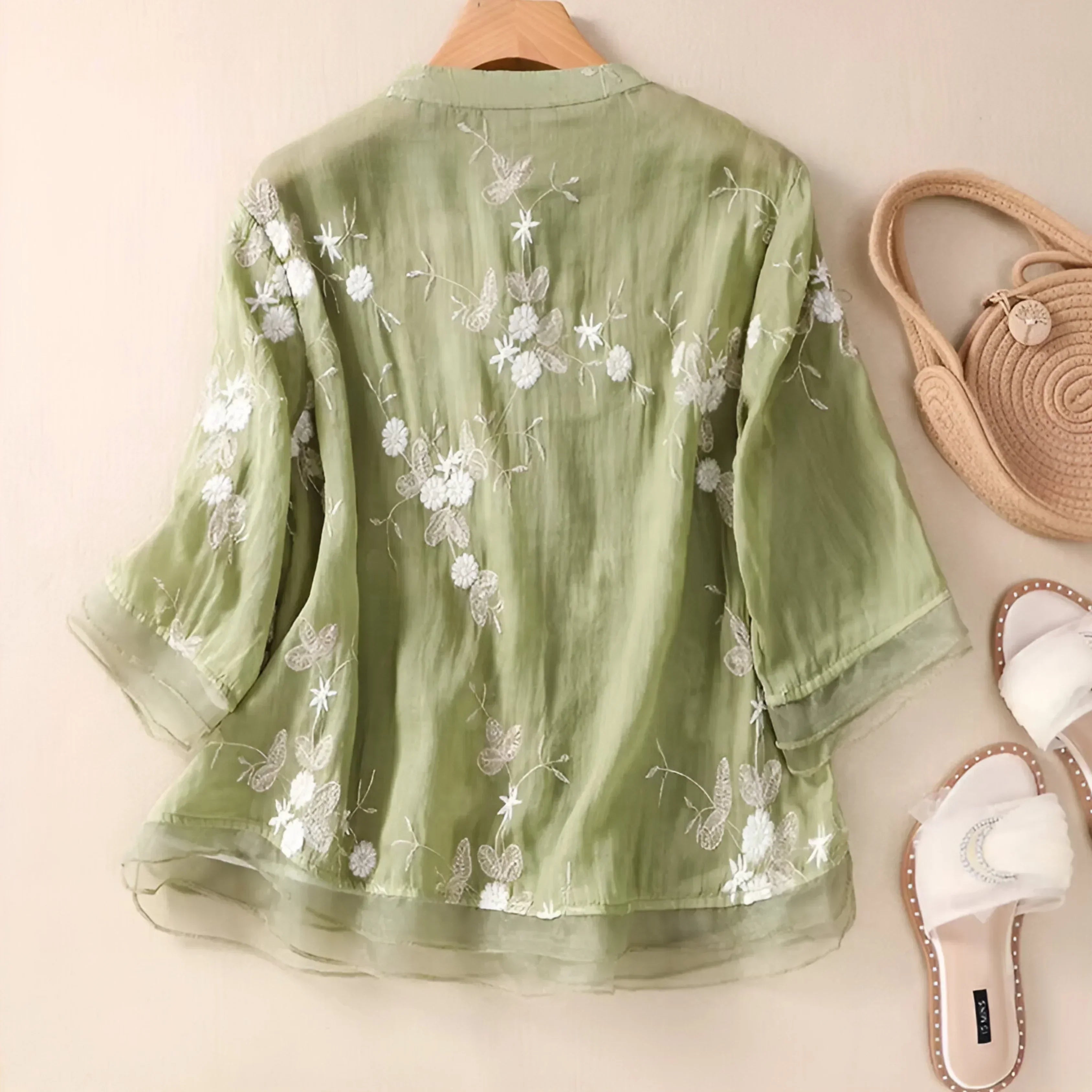 Emily | top en coton avec fleurs brodées