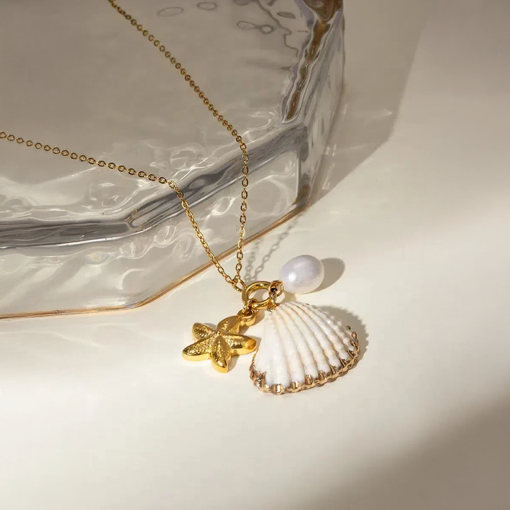 Avelia | Collier étoile de mer et perles au charme marin