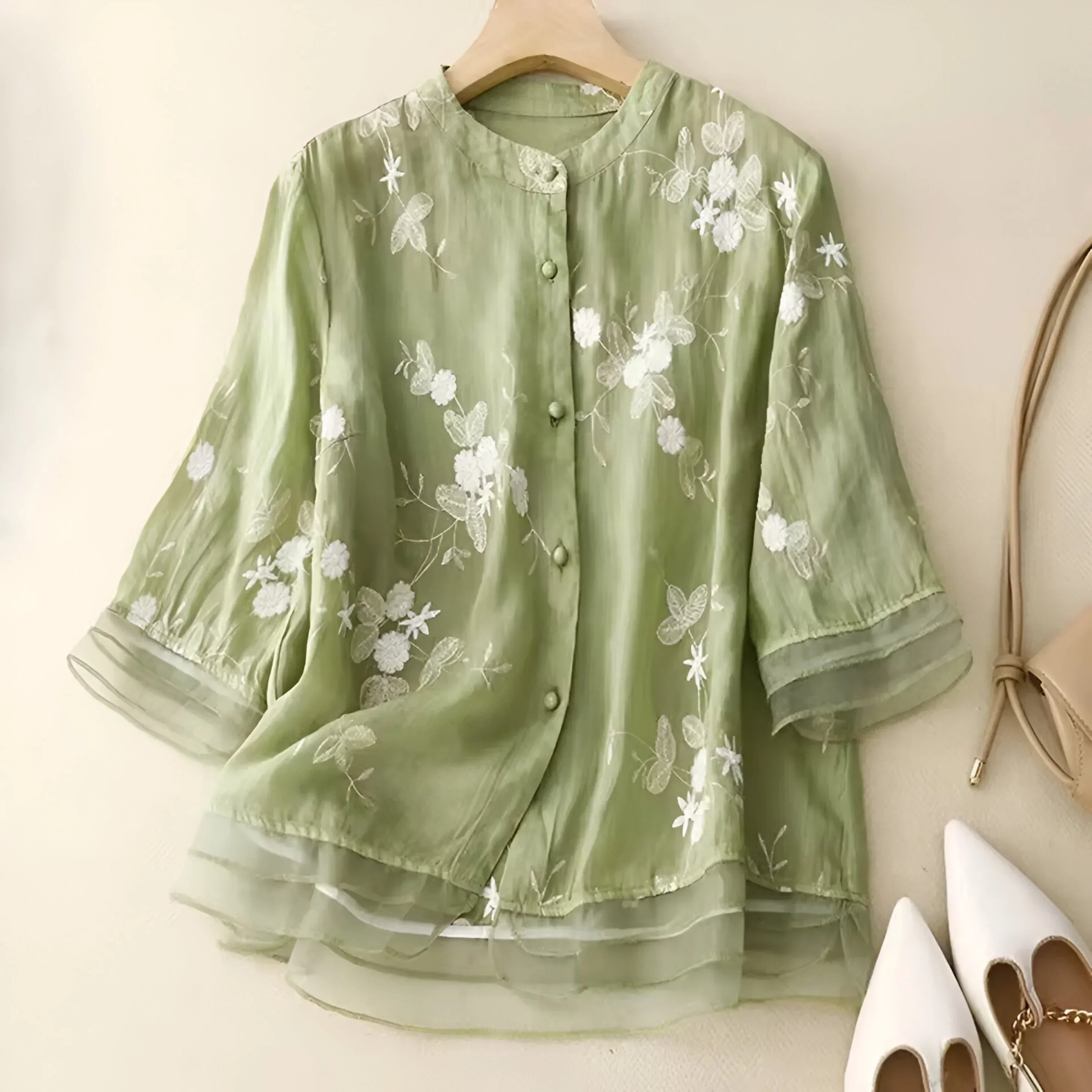 Emily | top en coton avec fleurs brodées
