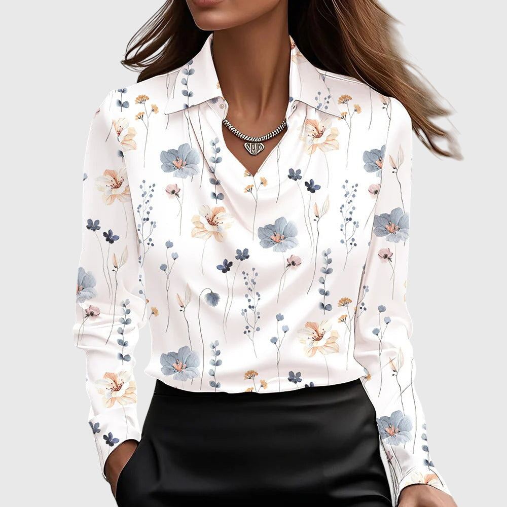 Liana | Blouse col V satinée