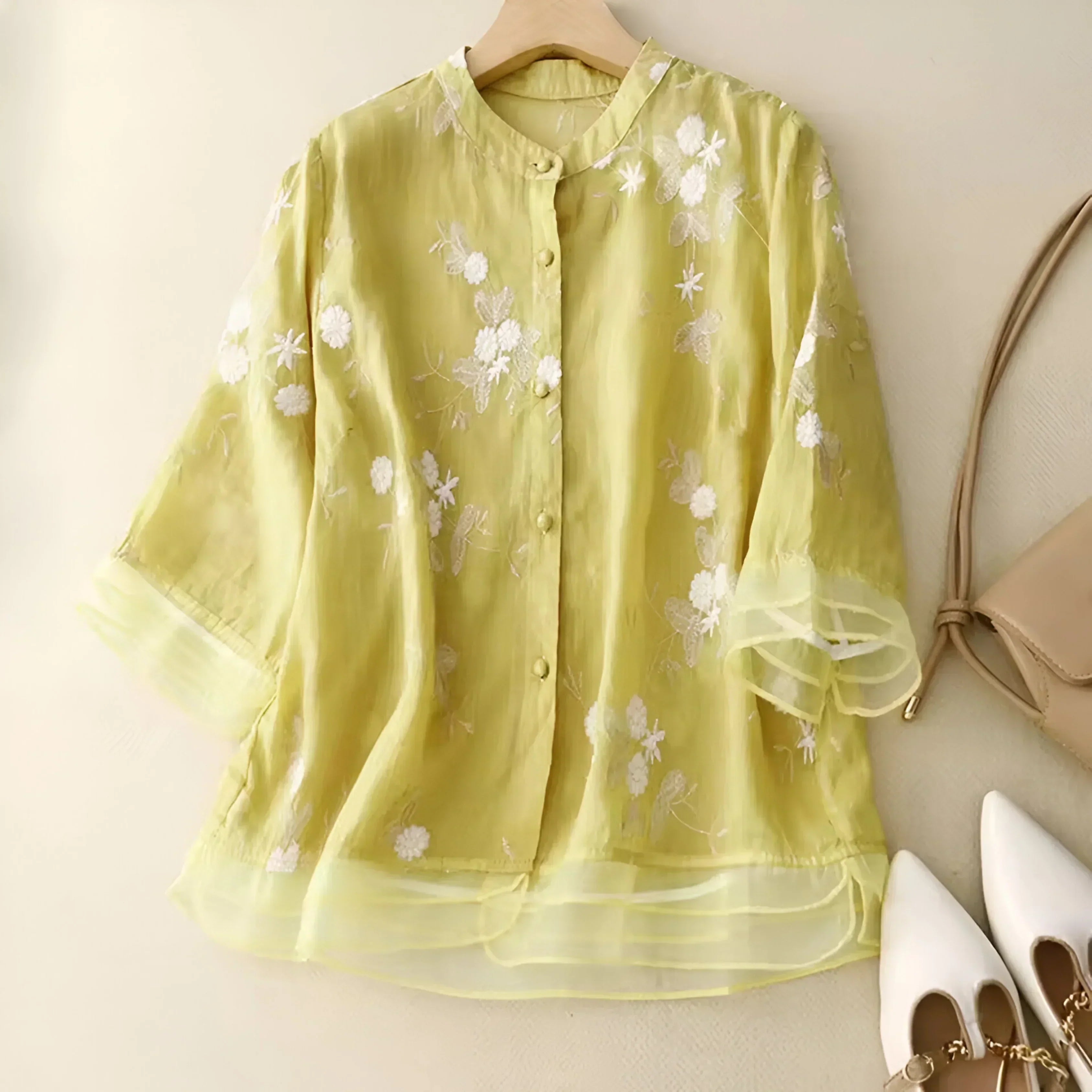 Emily | top en coton avec fleurs brodées