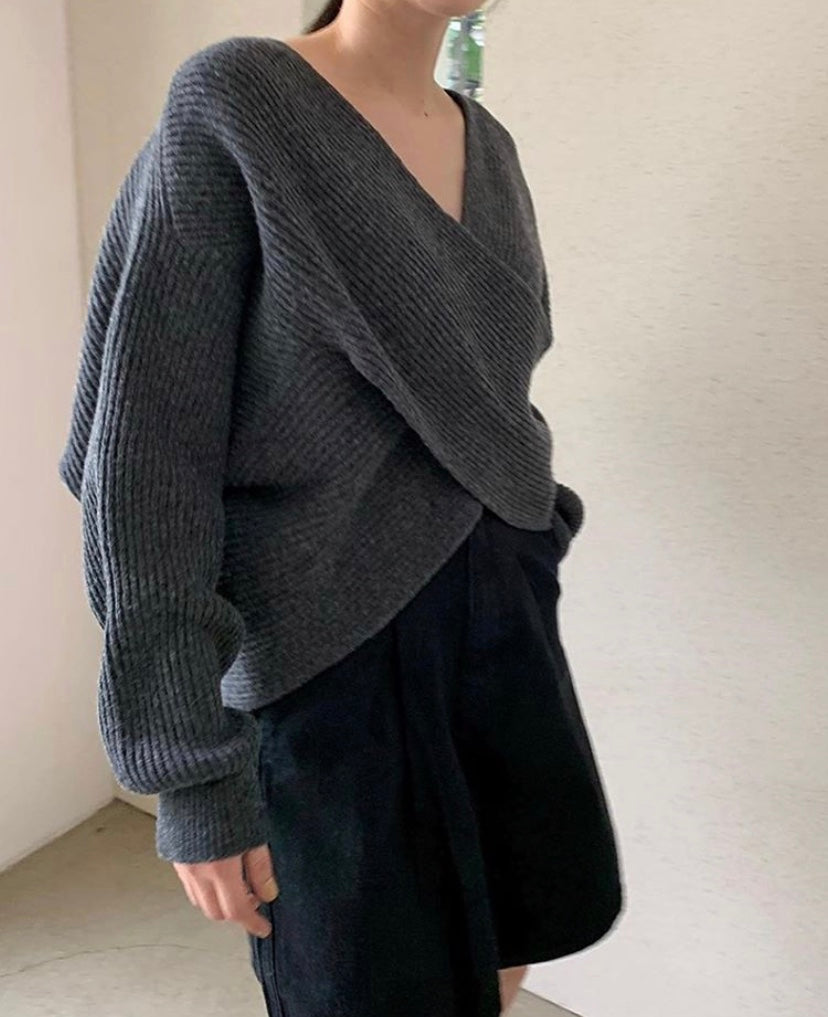 BNOIR | Pull en tricot croisé chic