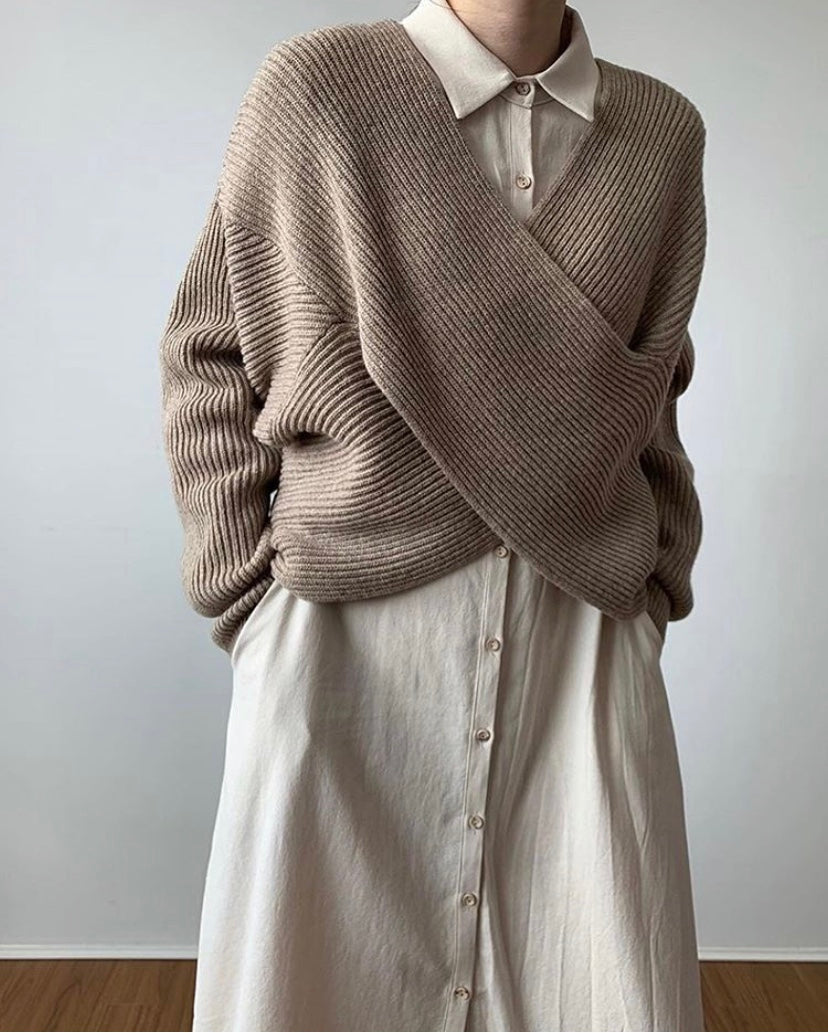 BNOIR | Pull en tricot croisé chic