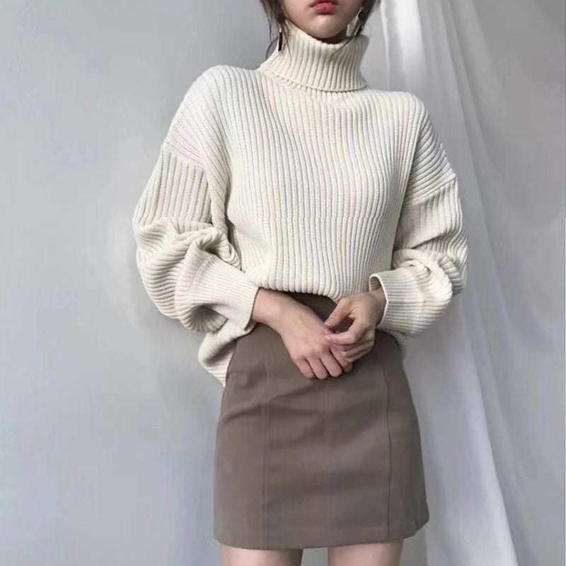 BNOIR | Luxe Pull à col roulé et à manches ballon