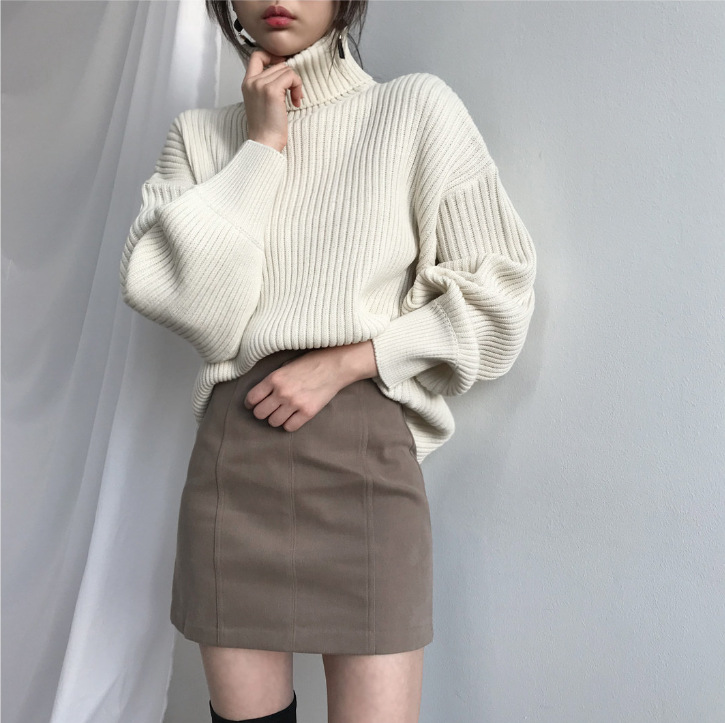 BNOIR | Luxe Pull à col roulé et à manches ballon