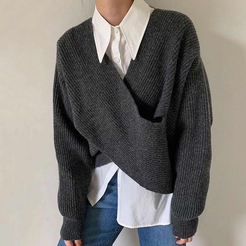 BNOIR | Pull en tricot croisé chic
