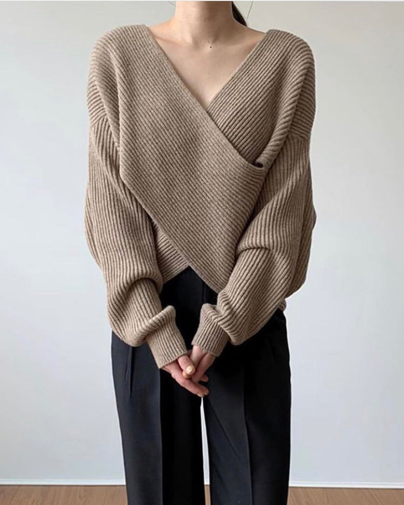 BNOIR | Pull en tricot croisé chic