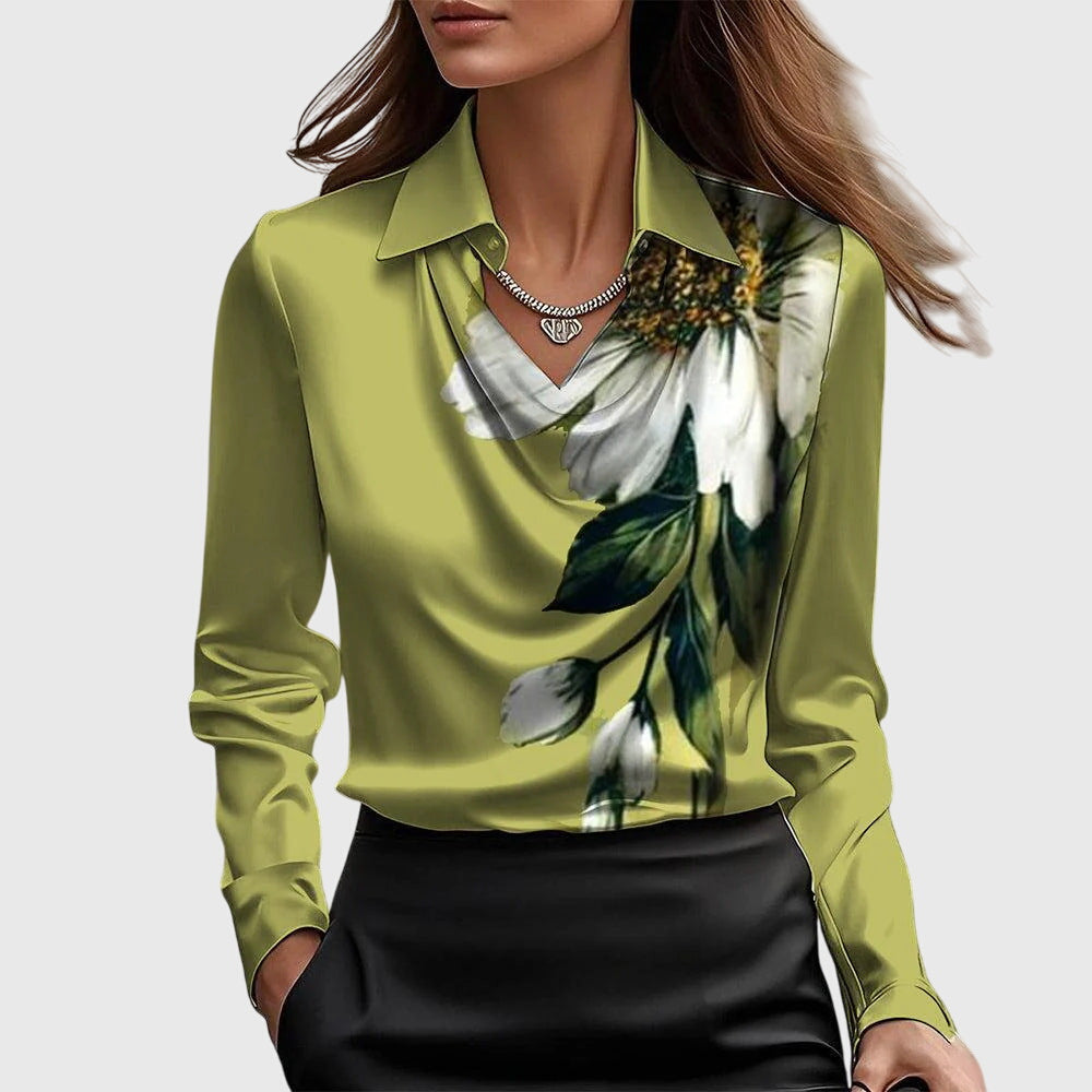 Liana | Blouse col V satinée