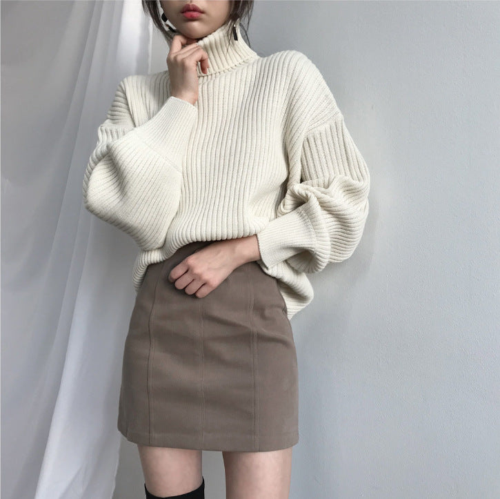 BNOIR | Luxe Pull à col roulé et à manches ballon
