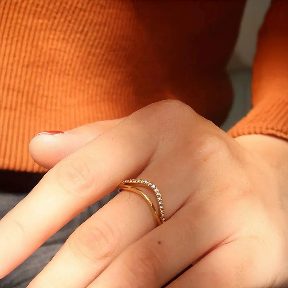 Luména | Bague vague scintillante et sophistiquée