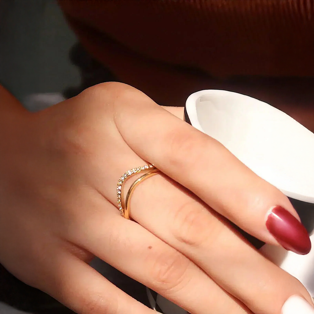 Luména | Bague vague scintillante et sophistiquée