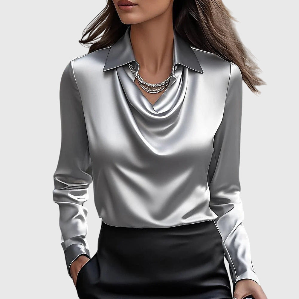 Liana | Blouse col V satinée
