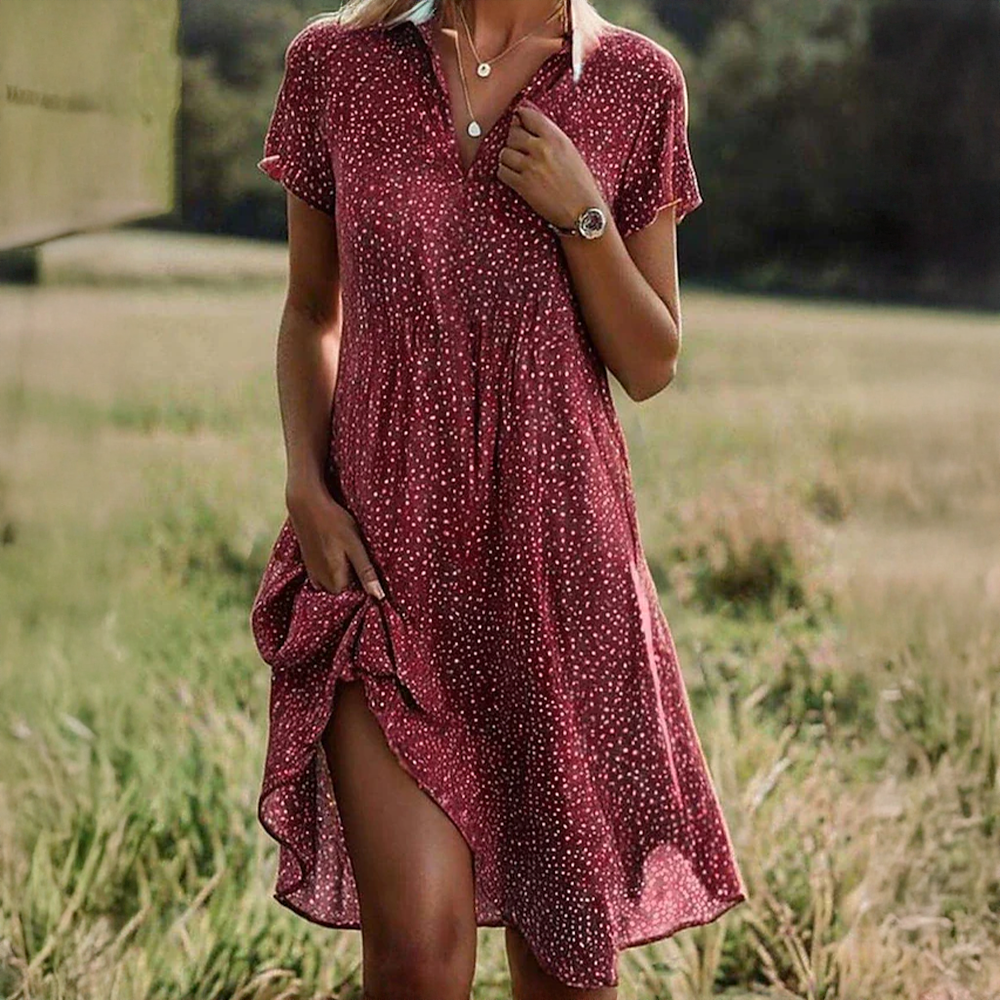 Mary | Robe Midi à Manches Courtes