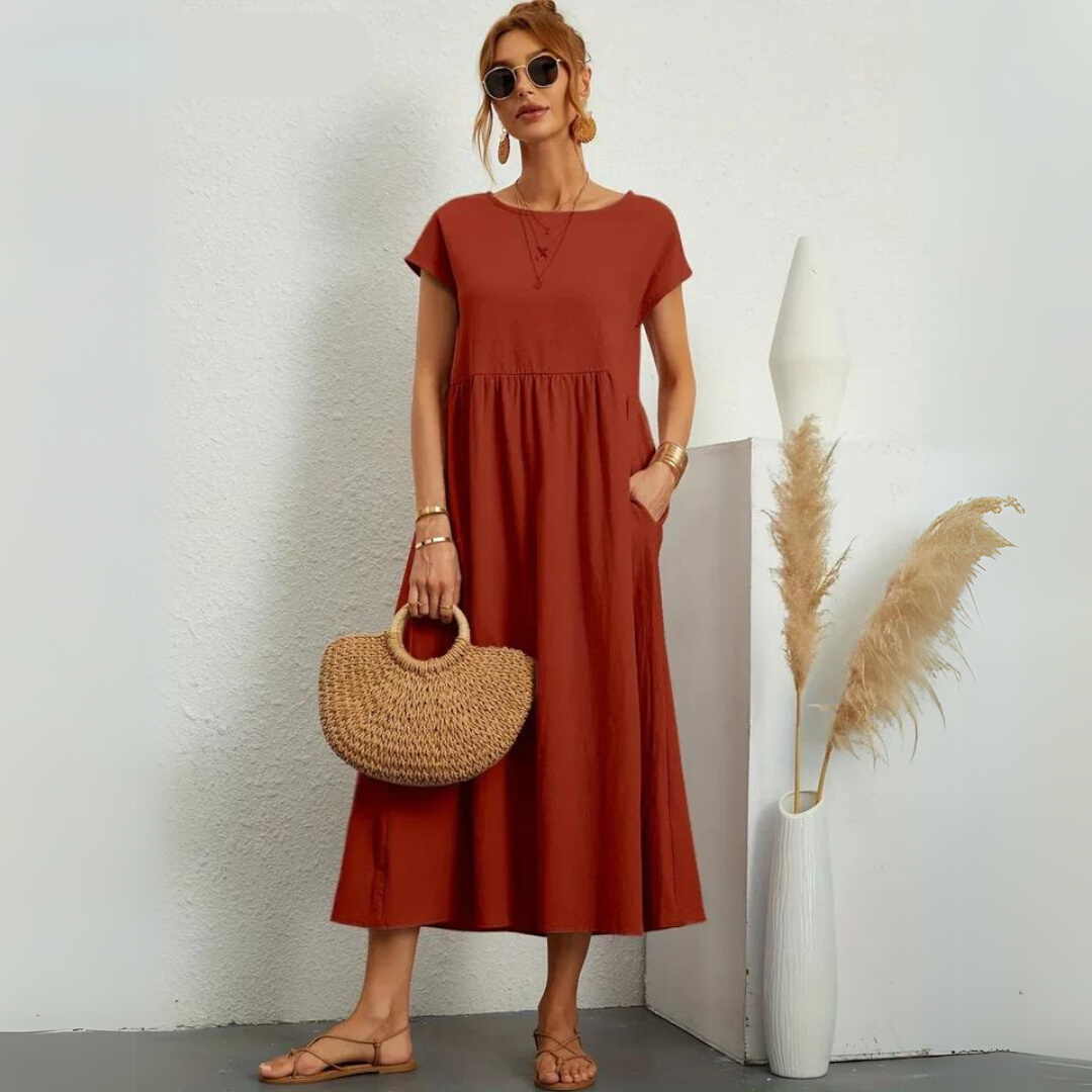 Isla | Robe Midi Décontractée 100% Coton Pur