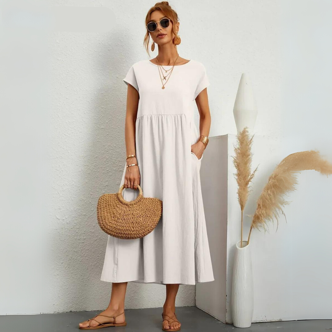 Isla | Robe Midi Décontractée 100% Coton Pur