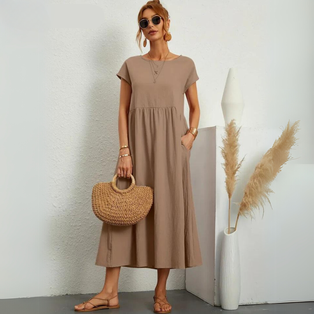 Isla | Robe Midi Décontractée 100% Coton Pur