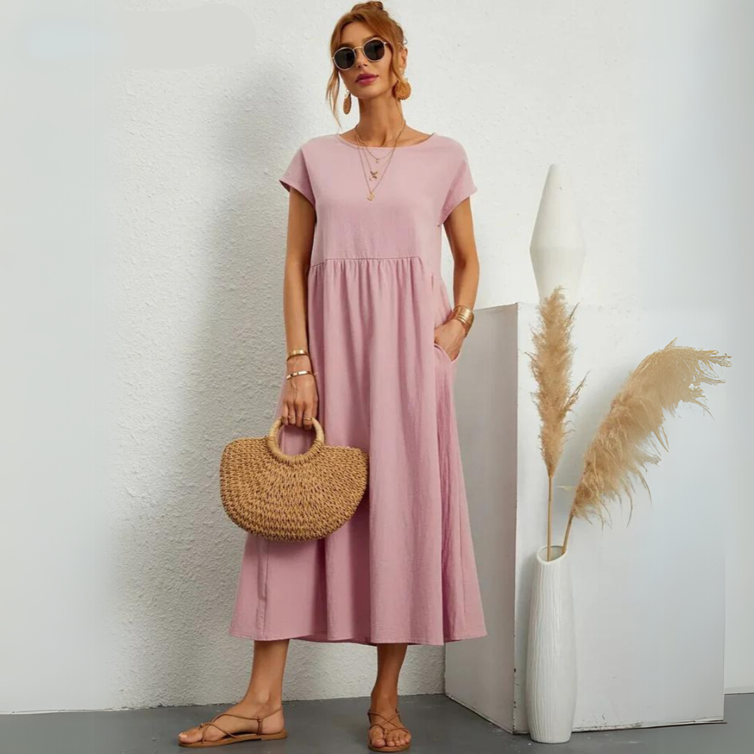 Isla | Robe Midi Décontractée 100% Coton Pur