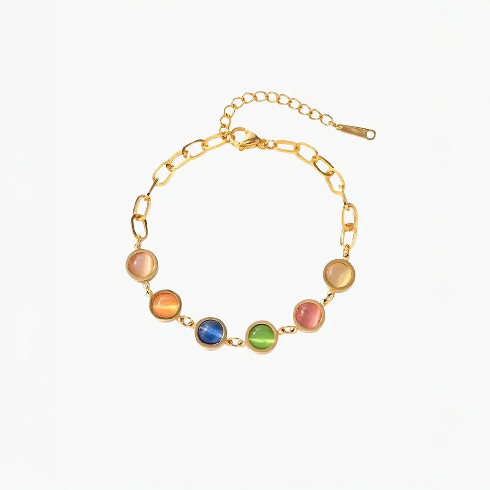 Taryana | Bracelet doré orné de pierres colorées