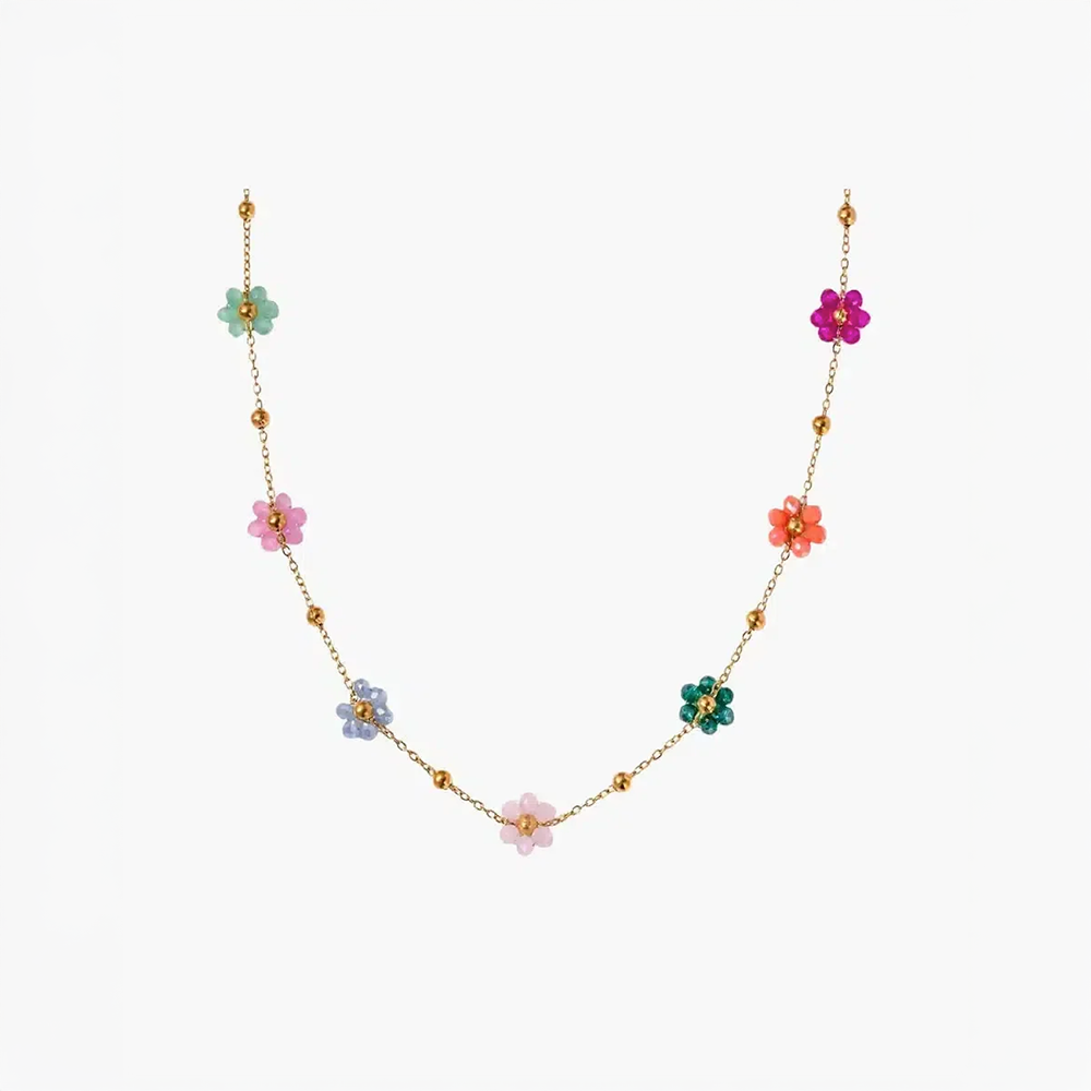 Marélia | Collier pendentif fleur aux perles florales faites main