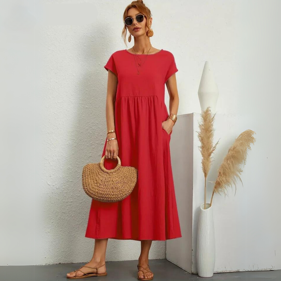 Isla | Robe Midi Décontractée 100% Coton Pur