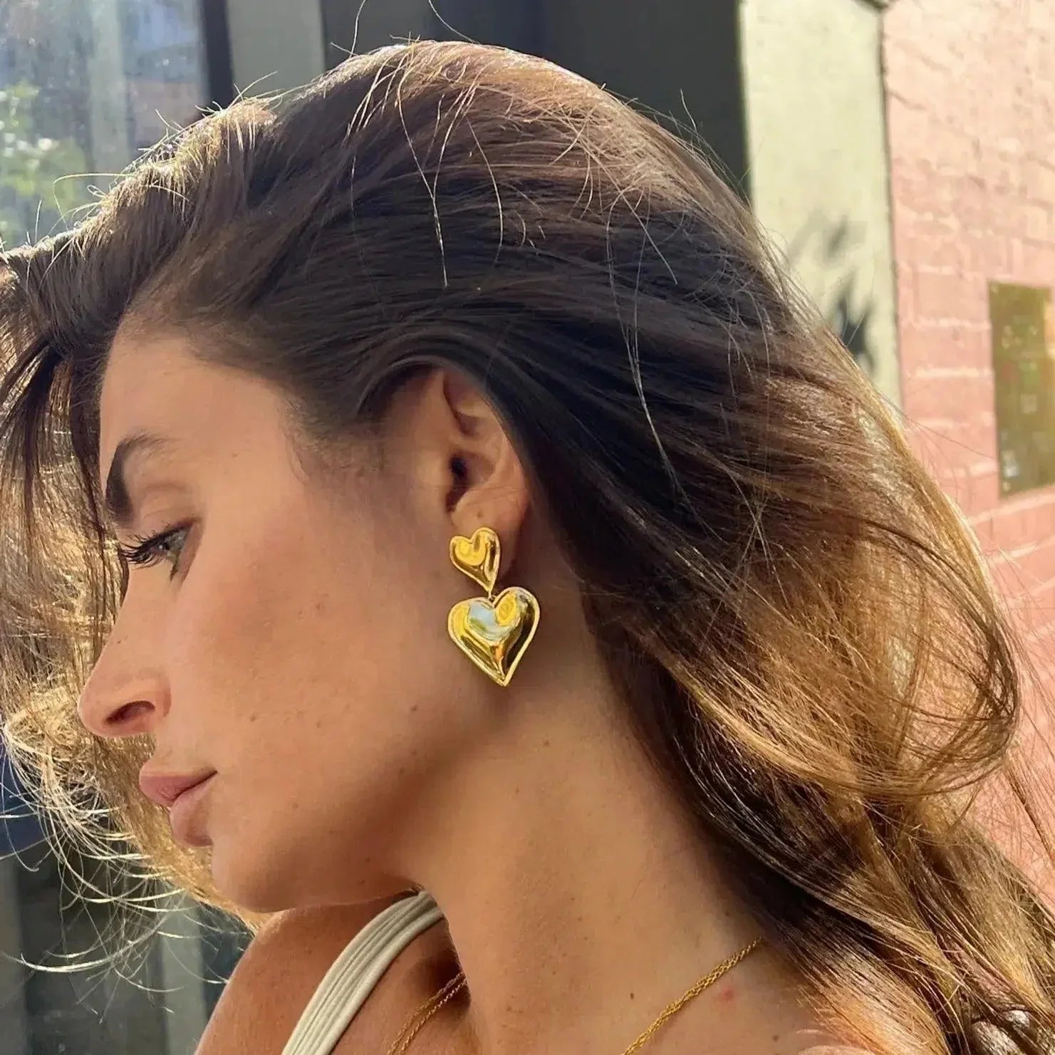 Pasélia | Boucles d’oreilles double cœur au style romantique