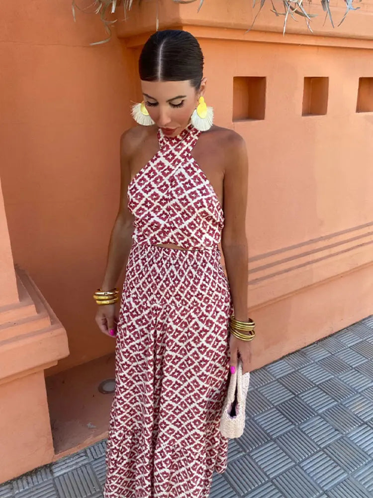Mickay | Élégante robe midi sans manches avec détails froncés