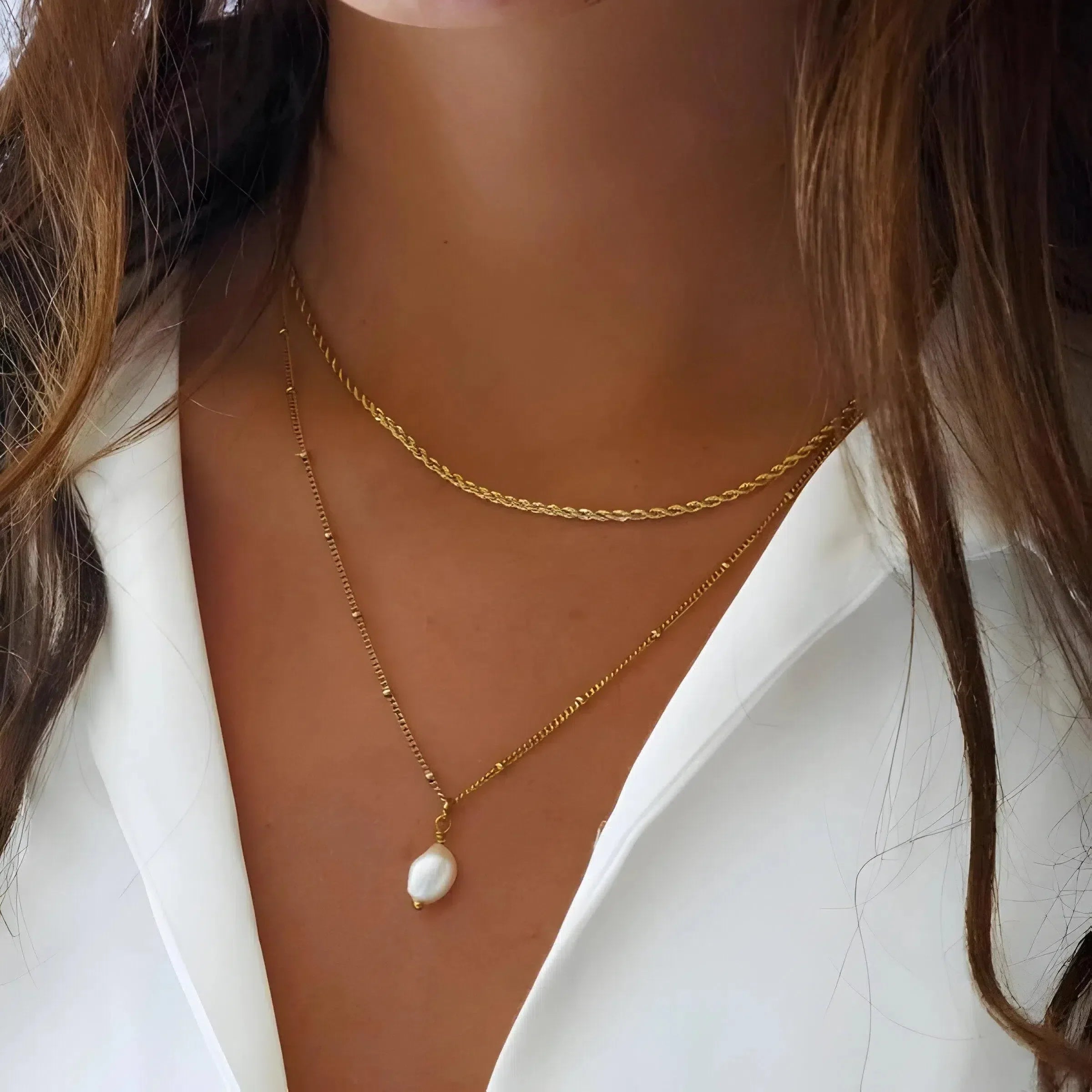 Séravelle | Set collier ras-du-cou moderne avec pendentif perle
