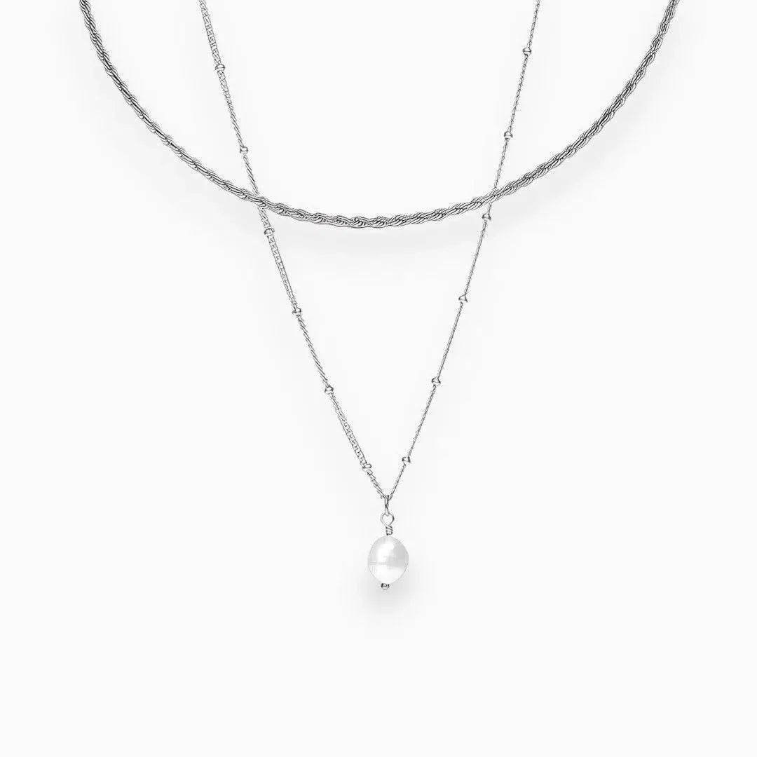 Séravelle | Set collier ras-du-cou moderne avec pendentif perle