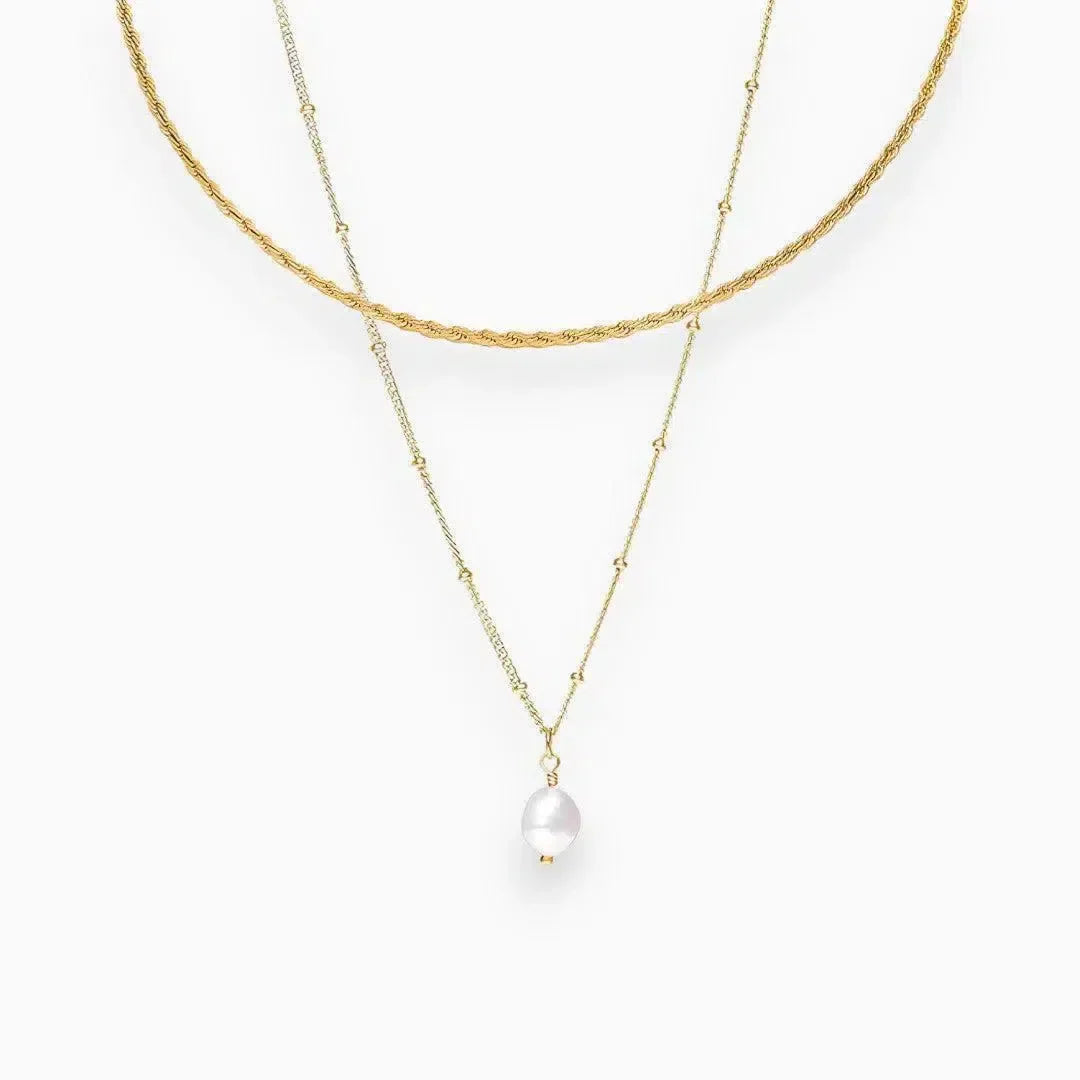 Séravelle | Set collier ras-du-cou moderne avec pendentif perle