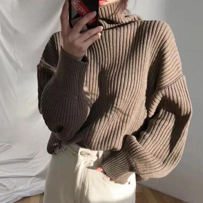 BNOIR | Luxe Pull à col roulé et à manches ballon