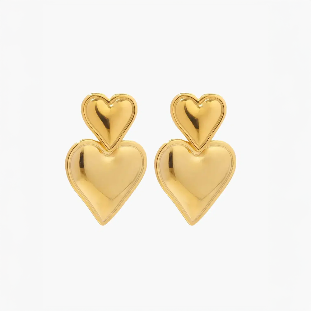 Pasélia | Boucles d’oreilles double cœur au style romantique